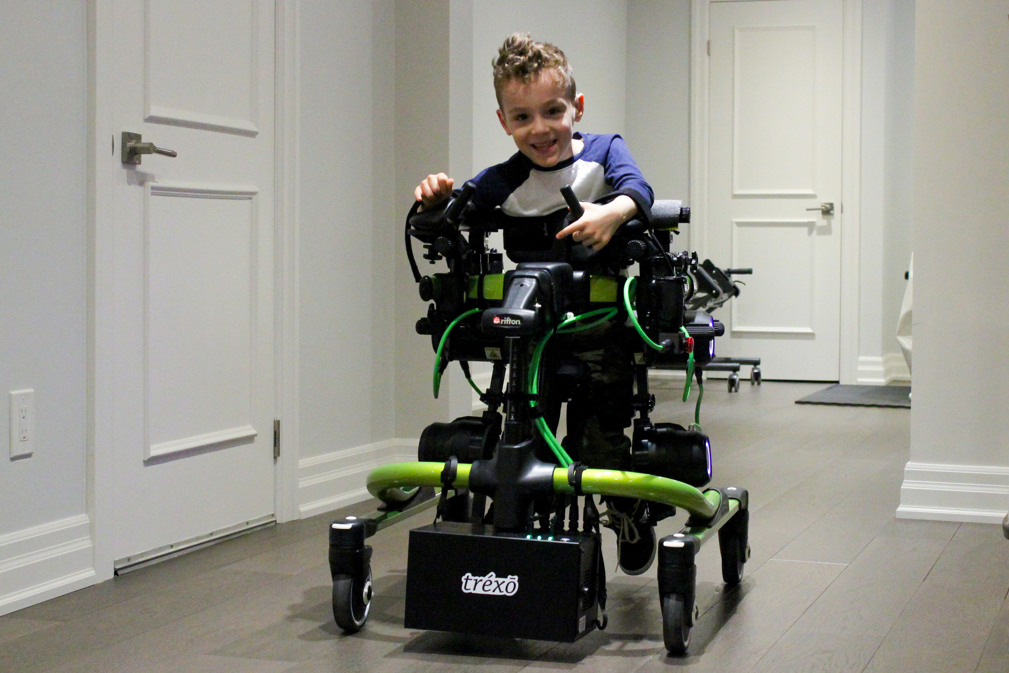 Ben walking in the Trexo Home with a big smile on his face Ben walking in the Trexo Home with a big smile on his face